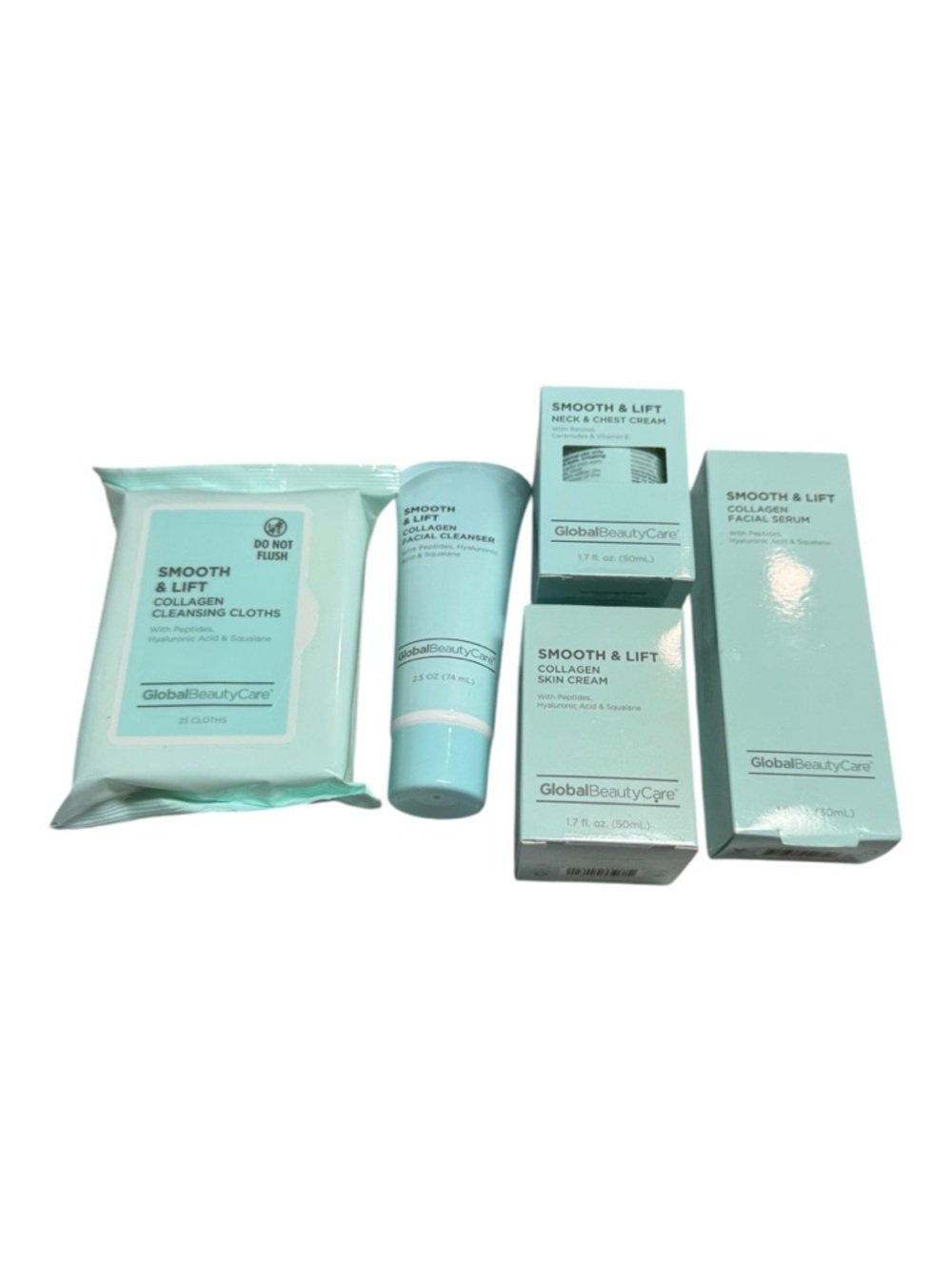 Global Beauty Care Collagen Skincare Set Smooth & Lift Serum Cream Cleanser NWT